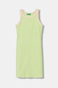 United Colors of Benetton rochie cu bumbac galbenă cu dungi 38DBCV019