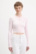 Tommy Jeans kardigan dziecięcy damski kolor różowy lekki DW0DW22023