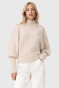 AllSaints sweter z dodatkiem alpaki damski kolor brązowy z półgolfem W090KD