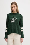 Бавовняний светр Tommy Hilfiger колір зелений WW0WW47633