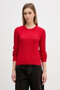 Tommy Hilfiger sweter bawełniany damski kolor czerwony z półgolfem WW0WW47644