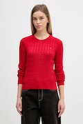 Tommy Hilfiger sweter bawełniany damski kolor czerwony z półgolfem WW0WW47644