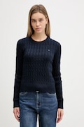 Tommy Hilfiger sweter bawełniany damski kolor granatowy z półgolfem WW0WW47644