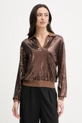 Liu Jo bluzka damska z wiskozy brązowa cekinowa WA6218 MA68R