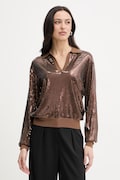 Liu Jo bluzka damska z wiskozy brązowa cekinowa WA6218 MA68R