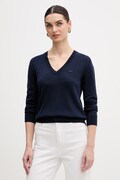Lacoste sweter bawełniany damski kolor granatowy lekki AF3964