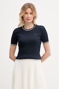 Lacoste T-shirt swetrowy damski z bawełną granatowy AF9862