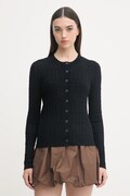 Sisley kardigan za žene s viskozom crni 16R2L5017