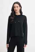 United Colors of Benetton Μπλούζα με κουκούλα γυναικεία με βισκόζη μαύρη 1LHGD204M