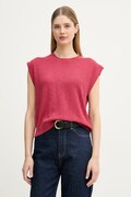 United Colors of Benetton top damski z lnu czerwony 1DC3D10GT