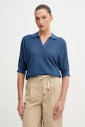 United Colors of Benetton polo damskie z lnem granatowe 1DC3D301N