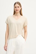 United Colors of Benetton T-shirt damski z lnem beżowy 1DC3D403T