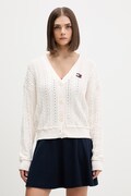 Tommy Jeans kardigán dámsky bavlnený béžový DW0DW23024