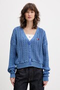Tommy Jeans kardigán dámsky bavlnený modrý DW0DW23024