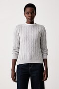 U.S. Polo Assn. sweter damski bawełniany CREW NECK CABLE szary WUP0398