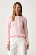 U.S. Polo Assn. sweter damski bawełniany CREW NECK CABLE różowy WUP0398