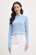 U.S. Polo Assn. sweter damski bawełniany CREW NECK CABLE niebieski WUP0398