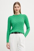 U.S. Polo Assn. sweter damski bawełniany CREW NECK CABLE zielony WUP0398