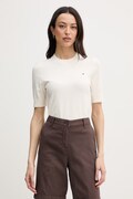Tommy Hilfiger тениска тип пуловер дамска с памук бежова WW0WW49705