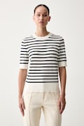 Tommy Hilfiger T-shirt swetrowy damski z bawełną granatowy WW0WW49705