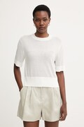 Armani Exchange светр з короткими рукавами жіночий з додаванням льону бежевий XW001912 AF21575