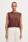 United Colors of Benetton τοπ γυναικείο με λινό καφέ 1EKQD10H2