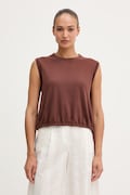 United Colors of Benetton τοπ γυναικείο με λινό καφέ 1EKQD10H2