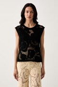 United Colors of Benetton топ-светр жіночий ажурний чорний 1H6GD10H3