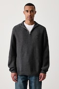 Levi's svetr pánský s příměsí vlny LIGHTWEIGHT HM QUARTER ZIP šedý 0058U
