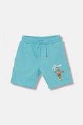 Guess szorty dresowe dziecięce bawełniane turkusowe regular waist N6GD04 KA6R4