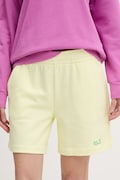 Jack Wolfskin szorty dresowe damskie bawełniane Celebrate The Paw żółte high waist A65909