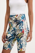 adidas pantaloni scurți x Farm Rio culoarea bej, cu imprimeu, high waist, KD4613