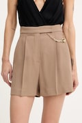 Elisabetta Franchi szorty damskie kolor brązowy gładkie high waist SH00561E2