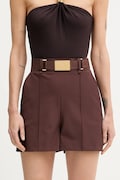 Elisabetta Franchi szorty damskie kolor brązowy gładkie high waist SH00861E2