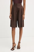 Liu Jo bermudy damskie z dodatkiem lnu brązowe high waist WA6318 T4818
