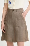 Marella шорти жіночі лляні Emme by Marella коричневі high waist 2615141032200