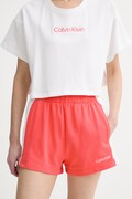 Calvin Klein σορτς επίσημα γυναικεία βαμβακερά ροζ ψηλή LV00Q61153