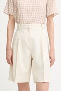 Trussardi szorty damskie z lnem beżowe high waist P268A002348N