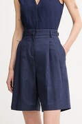Trussardi szorty damskie z lnem granatowe high waist P268A002348N