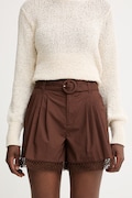 Twinset elegantné šortky dámske bavlnené s elastanom hnedé high waist 261TT2253