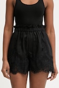 Twinset szorty damskie lniane czarne high waist 261TT2183
