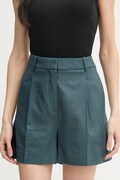 Calvin Klein Jeans šortky dámske s prímesou ľanu tyrkysové high waist LV047F632G