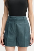 Calvin Klein Jeans šortky dámske s prímesou ľanu tyrkysové high waist LV047F632G