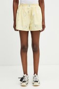 Lacoste къс панталон от памук дамски жълт с висока талия FF1034