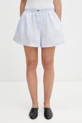 Lacoste szorty damskie z lnem niebieskie high waist FF1428