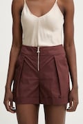 Patrizia Pepe szorty damskie bawełniane brązowe high waist 2P1751 A9B9