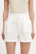 Tommy Jeans szorty damskie z lnem białe high waist DW0DW22227