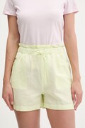 Tommy Jeans szorty damskie z lnem zielone high waist DW0DW22227