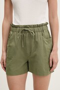 Tommy Jeans szorty damskie z lnem zielone high waist DW0DW22227