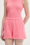 Tommy Jeans szorty dresowe damskie bawełniane różowe high waist DW0DW22230